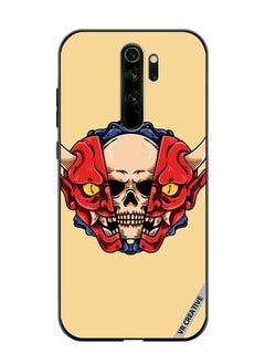 Protective Case Cover For Xiaomi Redmi Note 8 Pro Skull Inside Demon Oni Mask Design Multicolour