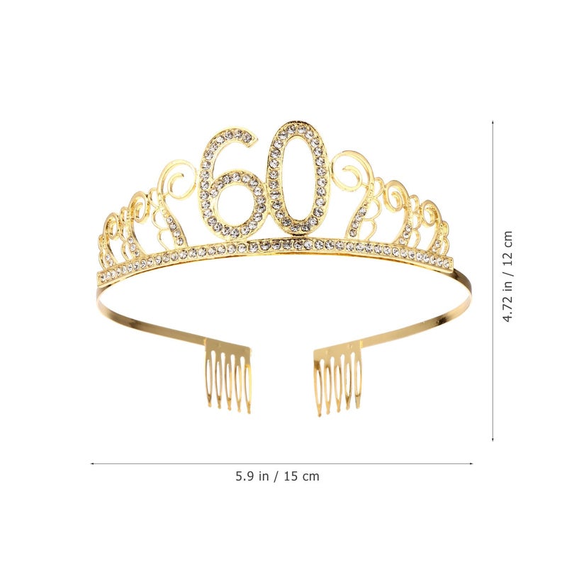 Gold Tiara Headband For Women Queen Birthday Party Crown Hair Ornament - Image 3