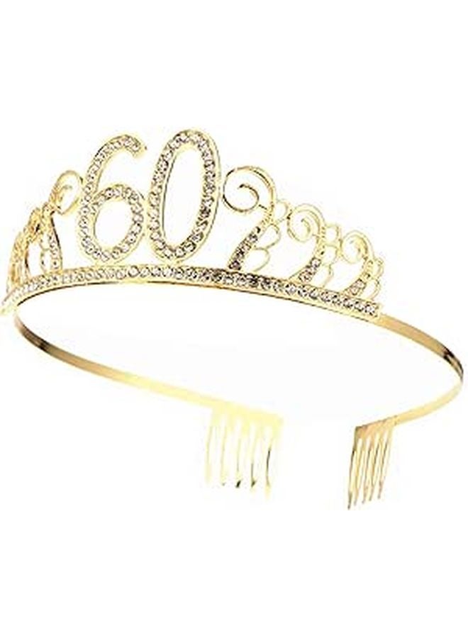 Gold Tiara Headband For Women Queen Birthday Party Crown Hair Ornament - Image 1