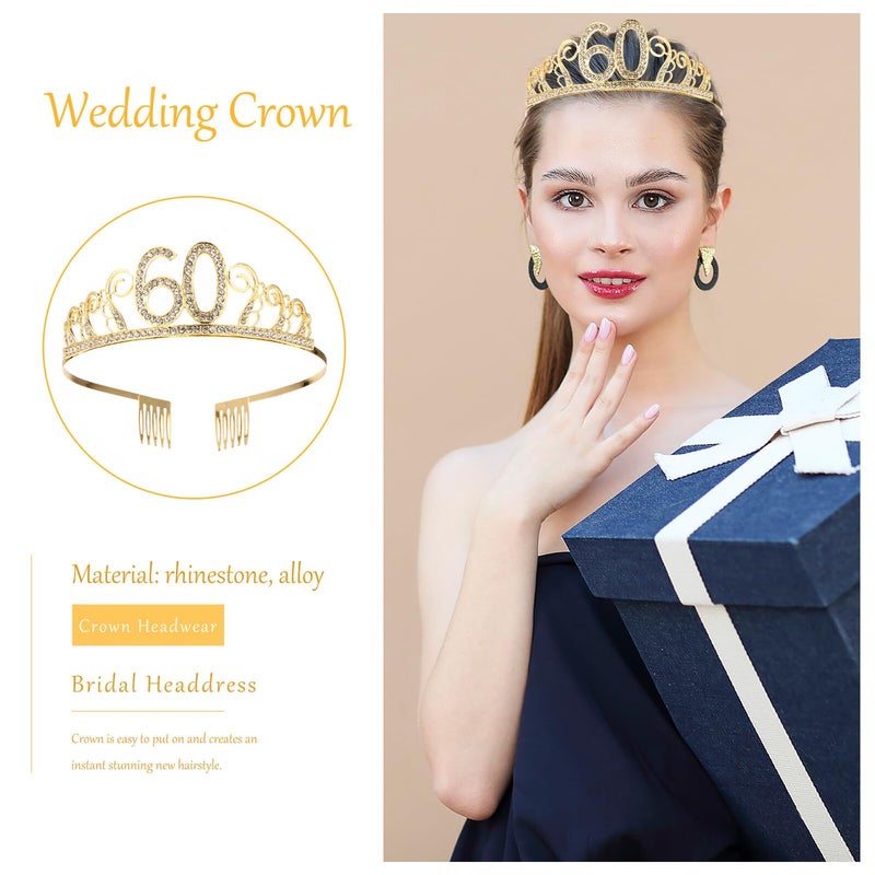 Gold Tiara Headband For Women Queen Birthday Party Crown Hair Ornament - Image 4