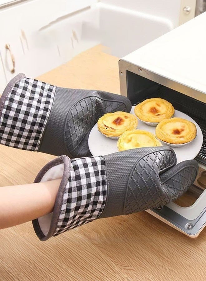 2-Pack Extra Long 600°F Heat-Resistant Silicone Oven Mitts with Non-Slip Surface - Anti-Scald Gloves for Cooking, Grilling & BBQ - Image 3
