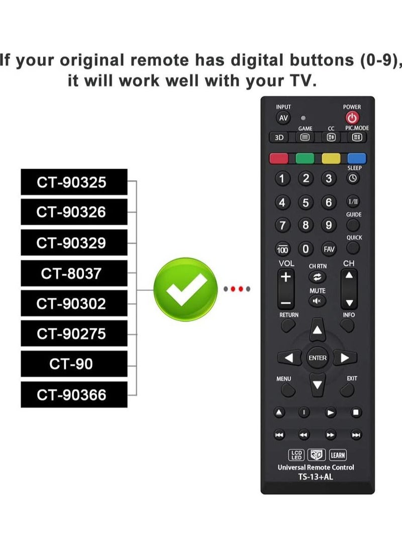 جهاز تحكم عن بعد عالمي TS-13 بديل متوافق لتلفزيون توشيبا/HDTV/LCD/LED، CT-90325 CT-90326 CT-90329 CT-8037 CT-90302 CT-90275 CT-90 CT-90366 - Image 3