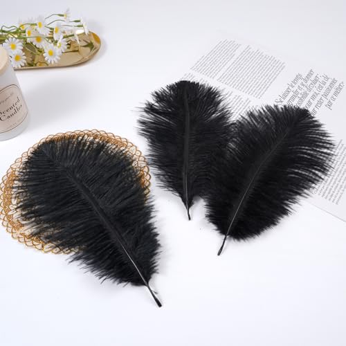 Sowder 50pcs Natural 8-10inch(20-25cm) Ostrich Feathers Home Wedding Decoration(Black) - Image 5
