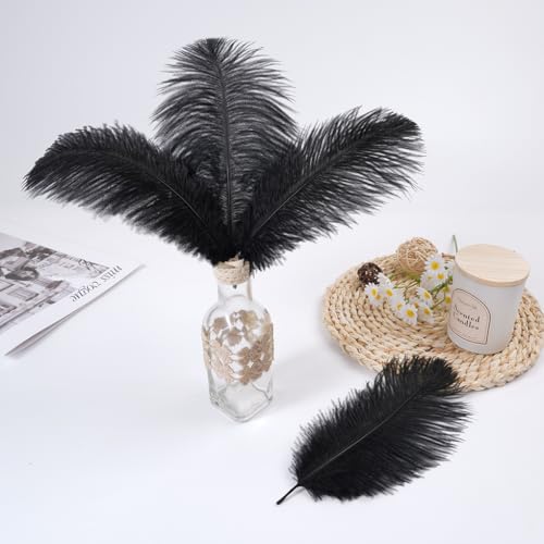 Sowder 50pcs Natural 8-10inch(20-25cm) Ostrich Feathers Home Wedding Decoration(Black) - Image 4