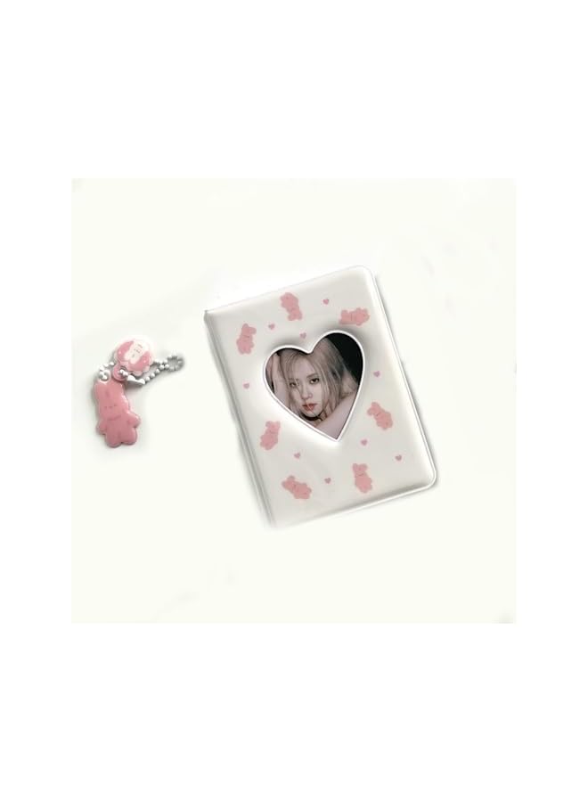 The Bros 2 Pcs Photocard Binder Album, Mini Photo Album Kpop, 3 Inch Kpop Love Heart Hollow Photocard Binder, Mini Photo Card Book Holder for Collecting With Pendant DIY Keychian 40 Pockets  - Image 3
