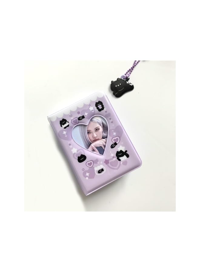 The Bros 2 Pcs Photocard Binder Album, Mini Photo Album Kpop, 3 Inch Kpop Love Heart Hollow Photocard Binder, Mini Photo Card Book Holder for Collecting With Pendant DIY Keychian 40 Pockets  - Image 2