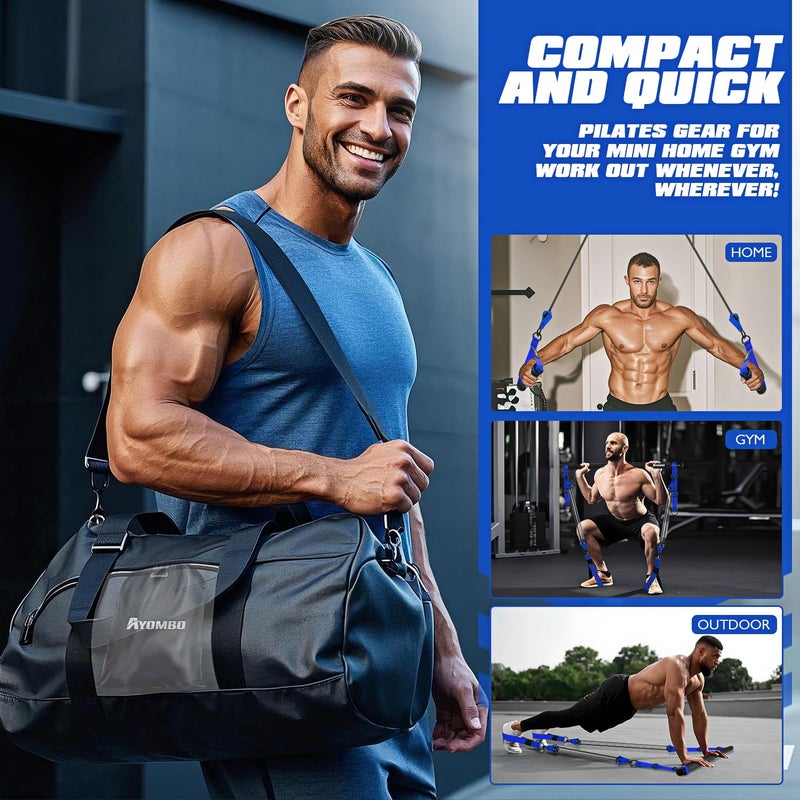 Ayombo Pilates Equipment, Heavy Duty Pilates Bar Kit with Resistance Bands, Portable Gym Pilates Bar for Home Squat Exercise, Legs, Waist, Arm, Abs, Chest, Shoulders Muscle Strength Workout Equipment - Image 2
