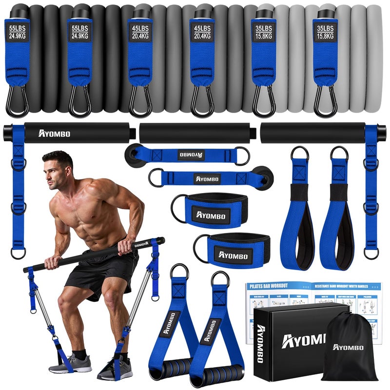 Ayombo Pilates Equipment, Heavy Duty Pilates Bar Kit with Resistance Bands, Portable Gym Pilates Bar for Home Squat Exercise, Legs, Waist, Arm, Abs, Chest, Shoulders Muscle Strength Workout Equipment - Image 1