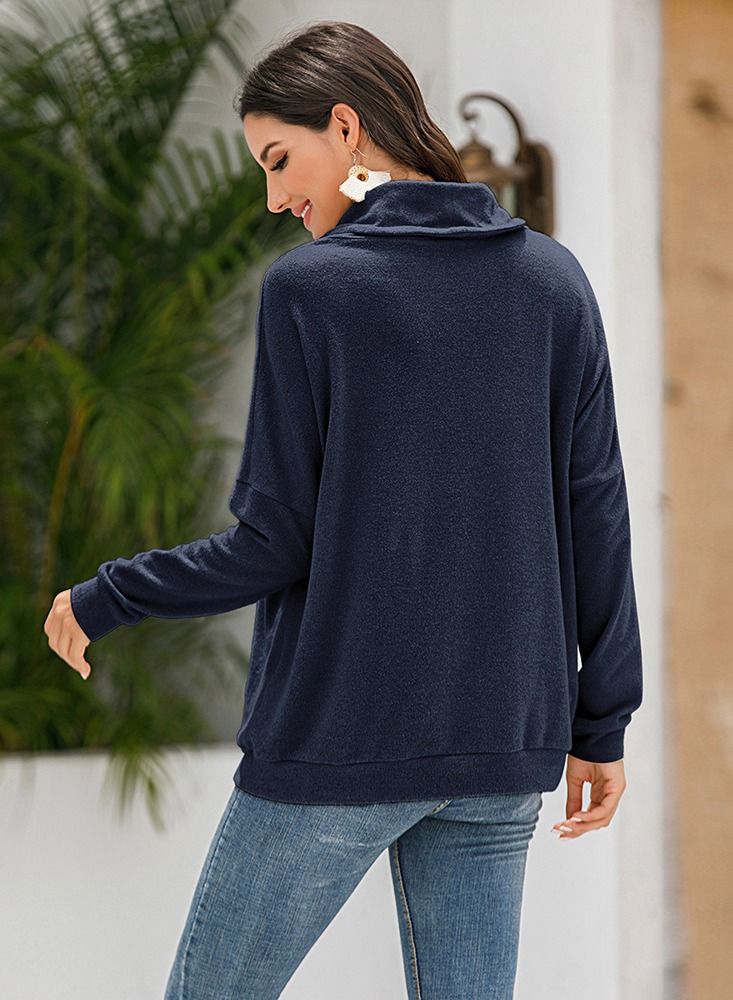 Loquat Loose Long Sleeve Solid Cashmere Pullover  - Image 2