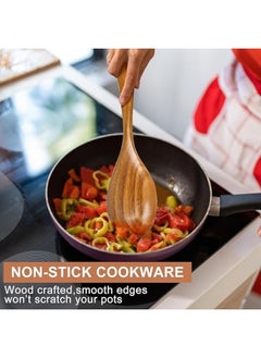Happy Home Wooden Spoon Kitchen Cooking Utensils Non-Scratch Stirring Serving Non-Stick Heat Resistant  - Image 2