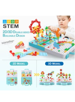 Y&D Mosaic Drill Toys Creative Puzzle Toy with Electric STEM Learning Construction Engineering Building Block Games & Screw Driver Tool Set  - Image 2