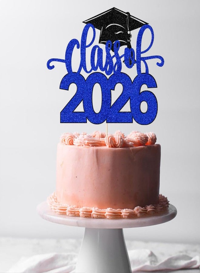 Qertesl Class of 2026 Cake Topper - Congrats Grad Decorations -You Did It/So Proud of You,2026 High School/College/University Graduation Party Decoration Supplies(Dark blue) - Image 4