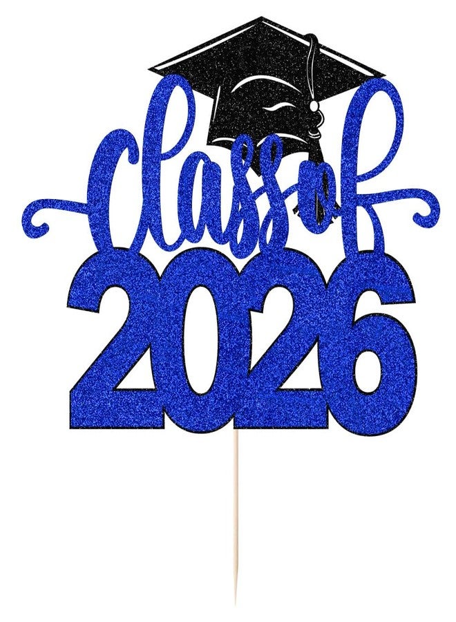 Qertesl Class of 2026 Cake Topper - Congrats Grad Decorations -You Did It/So Proud of You,2026 High School/College/University Graduation Party Decoration Supplies(Dark blue) - Image 2