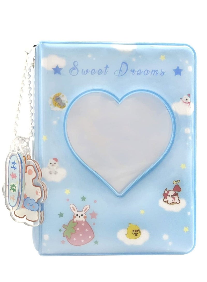 Excefore 3 Inch Mini Photo Album Heart Hollow Card Binder Photo Album Kpop Photo Card Holder For Collecting Picture Name ID Business Cards Photos Camera Picture Cards 40 Pockets, Blue  - Image 1