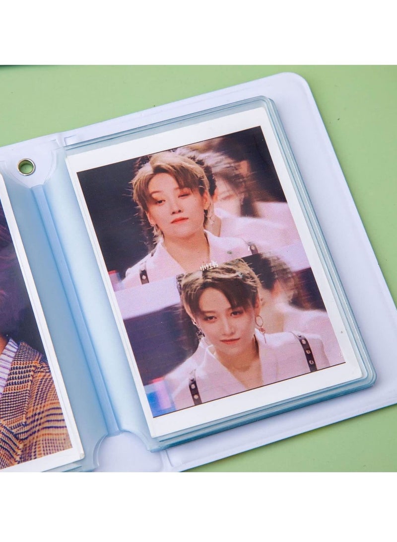 Excefore 3 Inch Mini Photo Album Heart Hollow Card Binder Photo Album Kpop Photo Card Holder For Collecting Picture Name ID Business Cards Photos Camera Picture Cards 40 Pockets, Blue  - Image 4