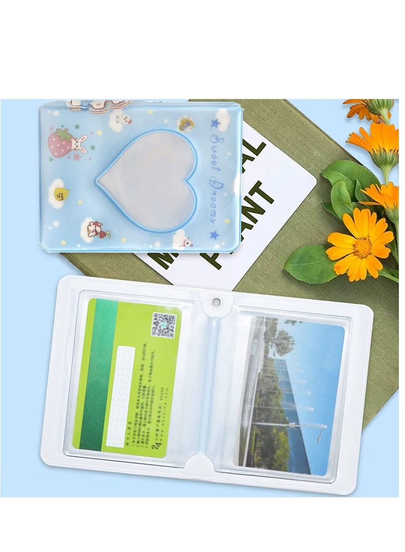 Excefore 3 Inch Mini Photo Album Heart Hollow Card Binder Photo Album Kpop Photo Card Holder For Collecting Picture Name ID Business Cards Photos Camera Picture Cards 40 Pockets, Blue  - Image 3