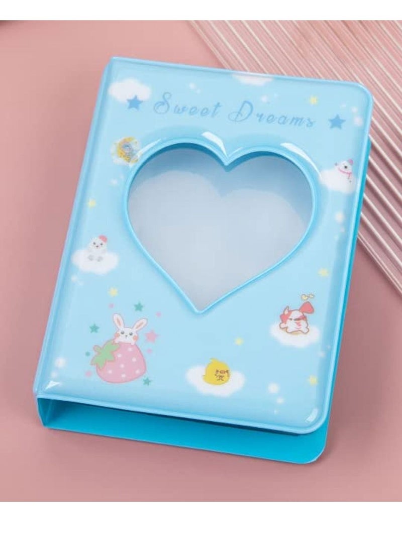 Excefore 3 Inch Mini Photo Album Heart Hollow Card Binder Photo Album Kpop Photo Card Holder For Collecting Picture Name ID Business Cards Photos Camera Picture Cards 40 Pockets, Blue  - Image 5