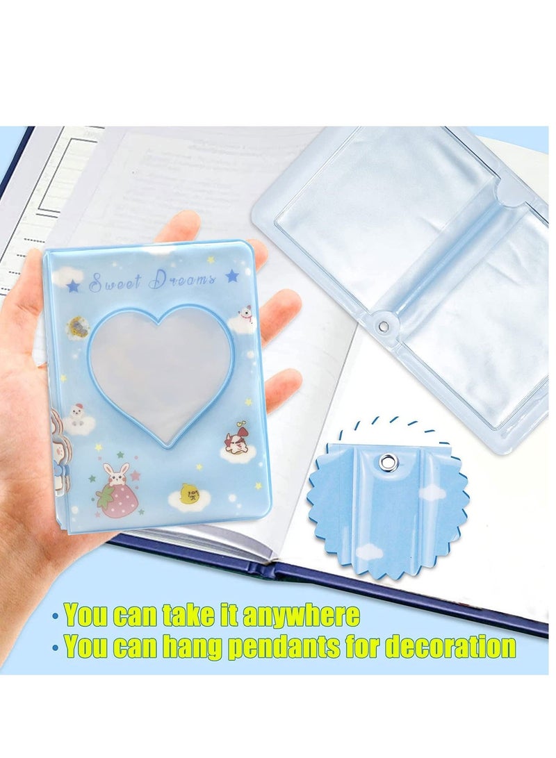 Excefore 3 Inch Mini Photo Album Heart Hollow Card Binder Photo Album Kpop Photo Card Holder For Collecting Picture Name ID Business Cards Photos Camera Picture Cards 40 Pockets, Blue  - Image 2
