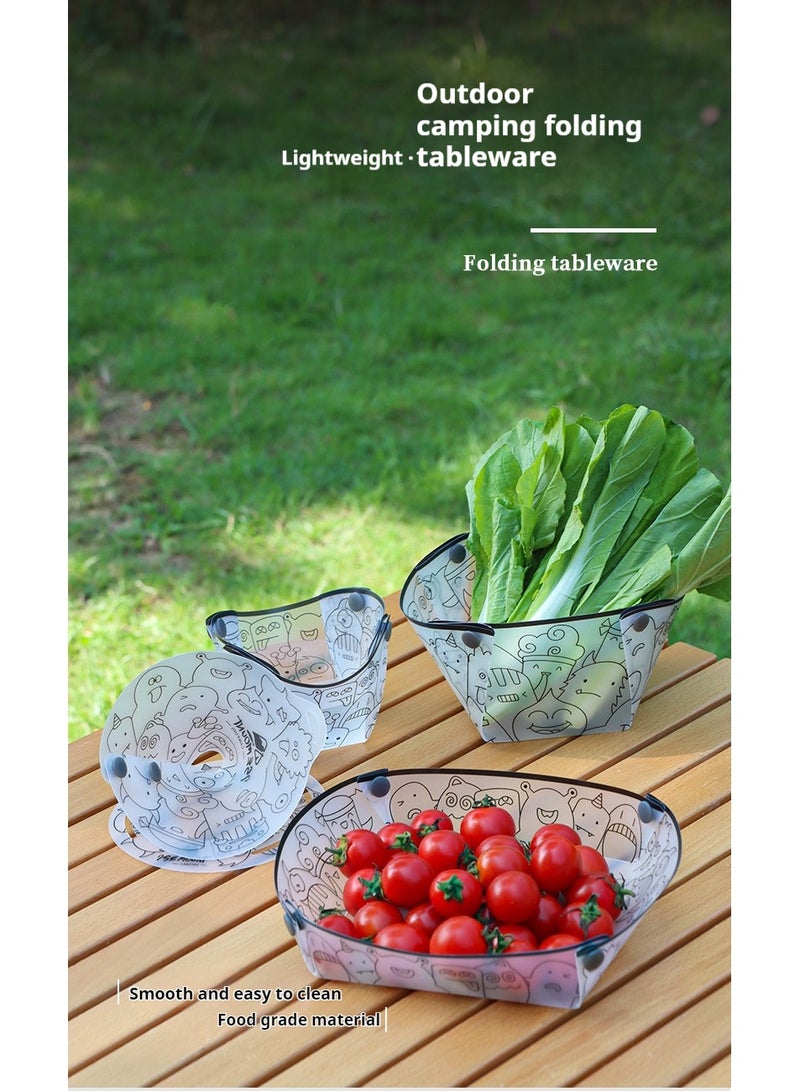 Outdoor picnic ultra light folding tableware made of food grade PP material, portable bowl and plate, multi-purpose portable tableware suitable for outdoor camping, picnics, family gatherings, and business trips - Image 1