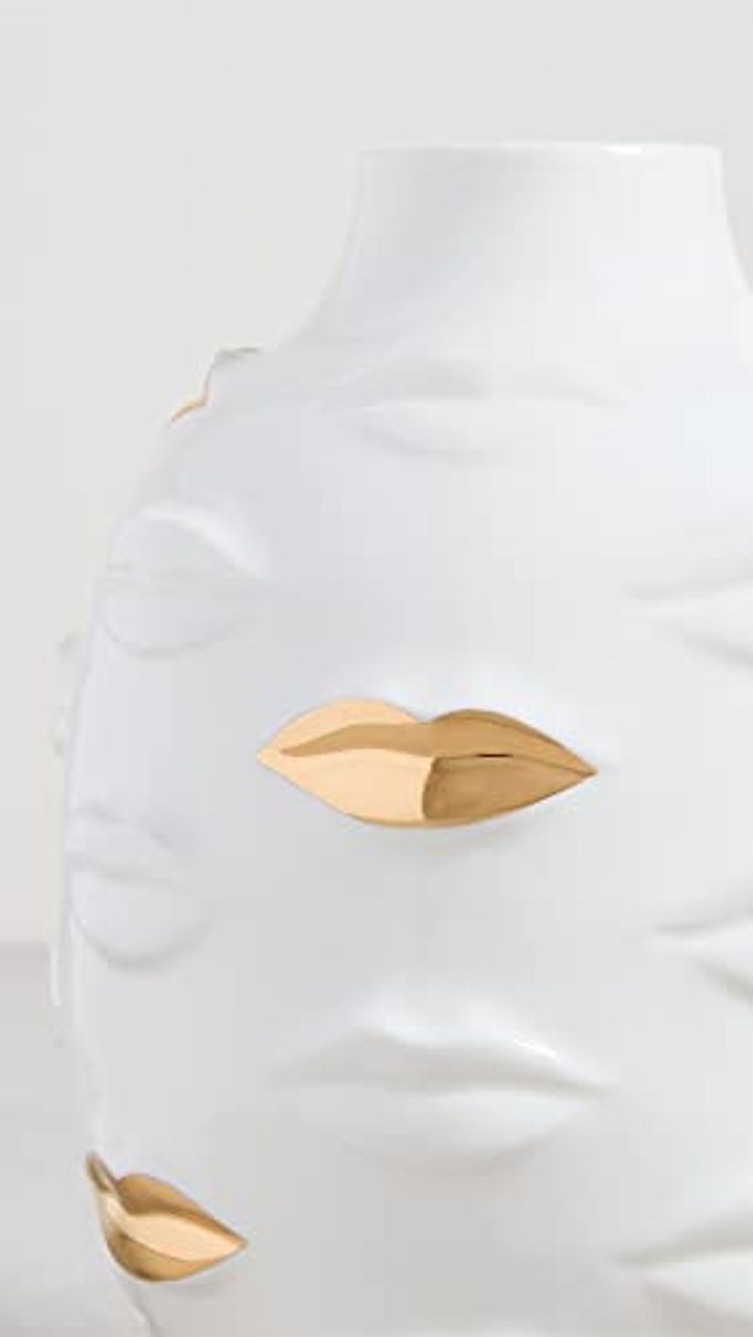 Jonathan Adler Women's Gilded Gala Round Vase, White/Gold, One Size - Image 3