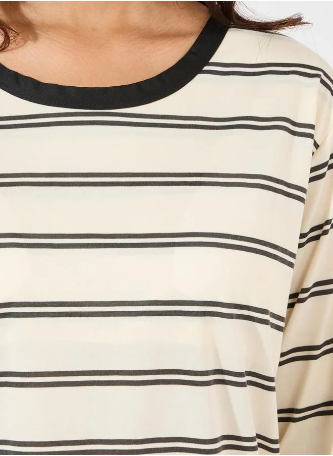 Styli Striped Long Sleeves Top & Pyjama Set