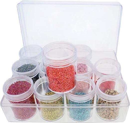 SHREE HANS CREATION Storage Box Diamond Small Plastic Bead Containers with Lid for Jewelry Painting Art Craft Rhinestones Sewing Cosmetic Nail Glitter Powder (pack of 1) (12Pcs Round Bead Storage Box) - Image 2