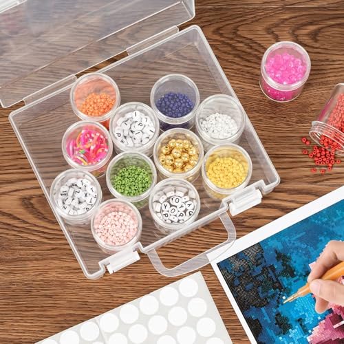 SHREE HANS CREATION Storage Box Diamond Small Plastic Bead Containers with Lid for Jewelry Painting Art Craft Rhinestones Sewing Cosmetic Nail Glitter Powder (pack of 1) (12Pcs Round Bead Storage Box) - Image 3