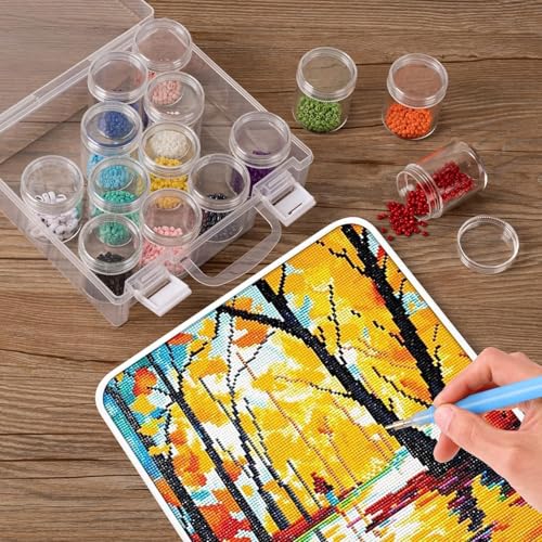 SHREE HANS CREATION Storage Box Diamond Small Plastic Bead Containers with Lid for Jewelry Painting Art Craft Rhinestones Sewing Cosmetic Nail Glitter Powder (pack of 1) (12Pcs Round Bead Storage Box) - Image 4
