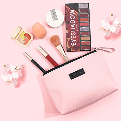 MAANGE Small Makeup Bag for Purse Travel Makeup Bag with Zipper Pu Leather Makeup Pouch Cosmetic Bags for Women Pink Make Up Bag for Travelling (Pink) - Image 2