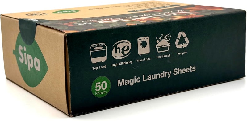 SIPA أوراق منظف الغسيل SIPA 50 ورقة 100 غسلة برائحة زنبق الوادي صديقة للبيئة وخالية من الفوسفور - Image 3