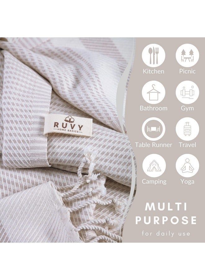 Ruvy Home Basics Turkish Hand Towels for Bathroom Set of 2 | 18"x40", Cotton | Decorative Towel for Bathroom, Kitchen, Dishcloth, Tea, Yoga, Face, Gym - Beige - Image 4