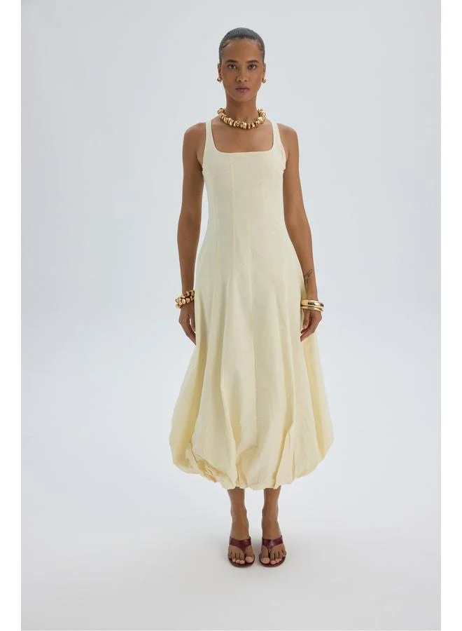 MAI STUDIOS CO.  Garda Long Yellow Balloon Dress for Women | Best Price UAE
