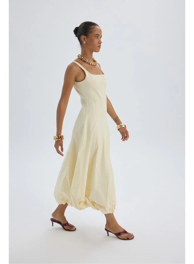 MAI STUDIOS CO.  Garda Long Yellow Balloon Dress for Women | Best Price UAE