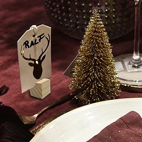 NJ OVERSEAS NJ Wood Card Holder Natural Beech Wood Table Number Holders (2x1.5x1.5 Inches), Wood Photo/picture Holders, Conference name card stand, buffet menu card holder : 12 Pcs Set - Image 3