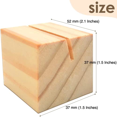 NJ OVERSEAS NJ Wood Card Holder Natural Beech Wood Table Number Holders (2x1.5x1.5 Inches), Wood Photo/picture Holders, Conference name card stand, buffet menu card holder : 12 Pcs Set - Image 2