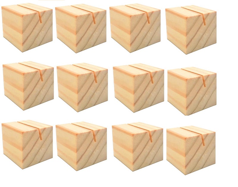 NJ OVERSEAS NJ Wood Card Holder Natural Beech Wood Table Number Holders (2x1.5x1.5 Inches), Wood Photo/picture Holders, Conference name card stand, buffet menu card holder : 12 Pcs Set - Image 1