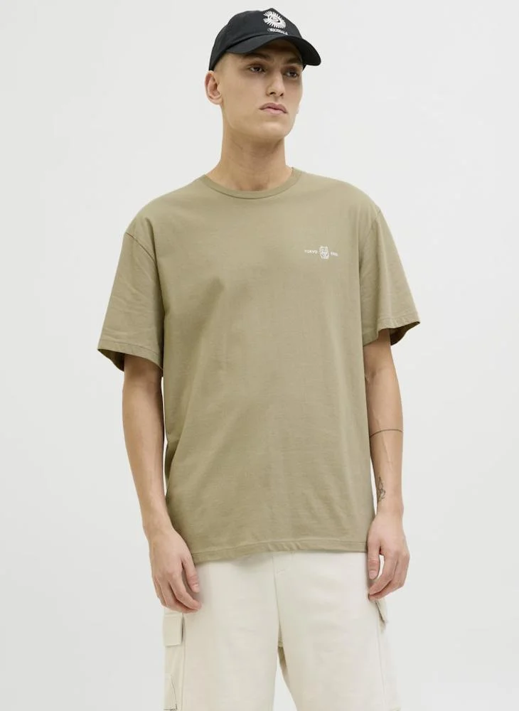 JACK & JONES Jjjayce Chest Print Crew Neck T-Shirt