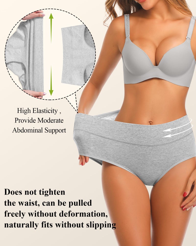 Annenmy Cotton Underwear for Women High Waisted Briefs Full Coverage Underwear Soft Breathable Ladies Panties 5 Pack XL Multicolor - Image 5