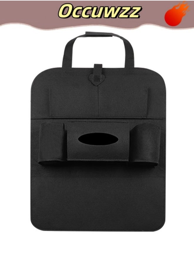 Occuwzz Seat storage bag hanging bag felt seat back bag storage bag car supplies multifunctional car storage box black  - Image 1