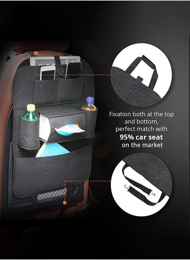 Occuwzz Seat storage bag hanging bag felt seat back bag storage bag car supplies multifunctional car storage box black  - Image 4