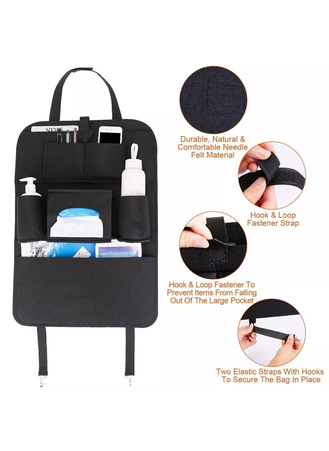 Occuwzz Seat storage bag hanging bag felt seat back bag storage bag car supplies multifunctional car storage box black  - Image 5