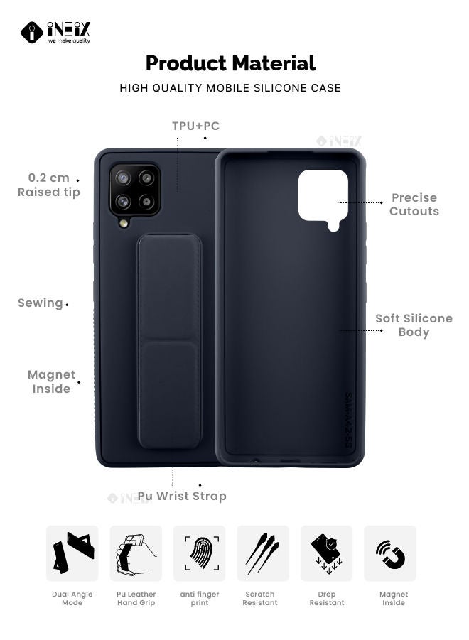 INEIX 3 in 1 Magnetic Hand Grip Holder Case For Samsung Galaxy A42 5G Navy Blue - Image 2