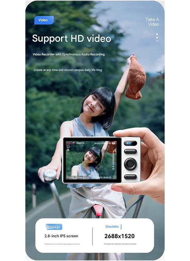 آيجو - كاميرا رقمية Aigo E6 بدقة 4K وضبط تلقائي للصورة وعمر طويل ومستشعر CMOS بدقة 64 مليون بكسل ومشغل بطاقات محمول وكاميرا CCD كلاسيكية - Image 1