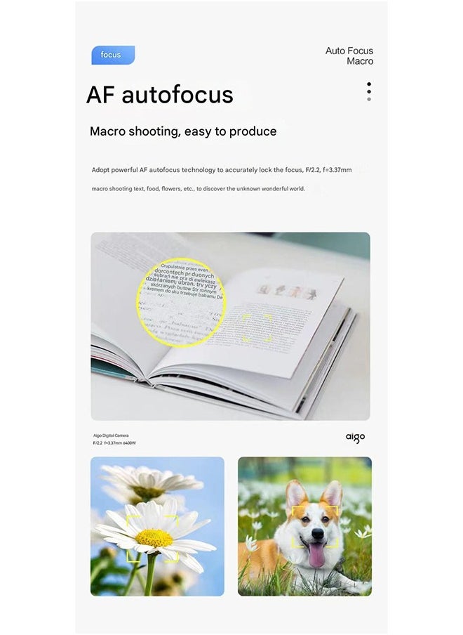 آيجو - كاميرا رقمية Aigo E6 بدقة 4K وضبط تلقائي للصورة وعمر طويل ومستشعر CMOS بدقة 64 مليون بكسل ومشغل بطاقات محمول وكاميرا CCD كلاسيكية - Image 1