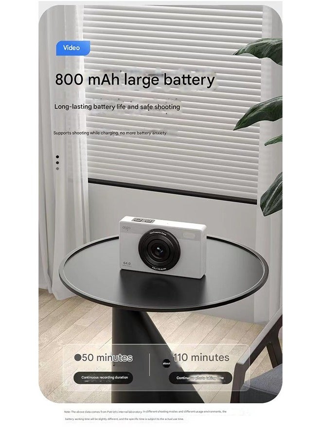 آيجو - كاميرا رقمية Aigo E6 بدقة 4K وضبط تلقائي للصورة وعمر طويل ومستشعر CMOS بدقة 64 مليون بكسل ومشغل بطاقات محمول وكاميرا CCD كلاسيكية - Image 1
