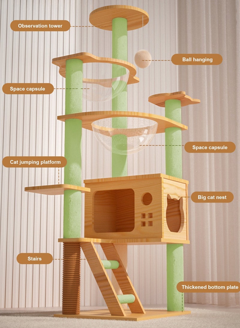 Kidle Cat Tree Cat Climbing Frame with Space Capsule Sisal Scratching Post Cat House Cat Toys 131*39.5*47.5cm - Image 4