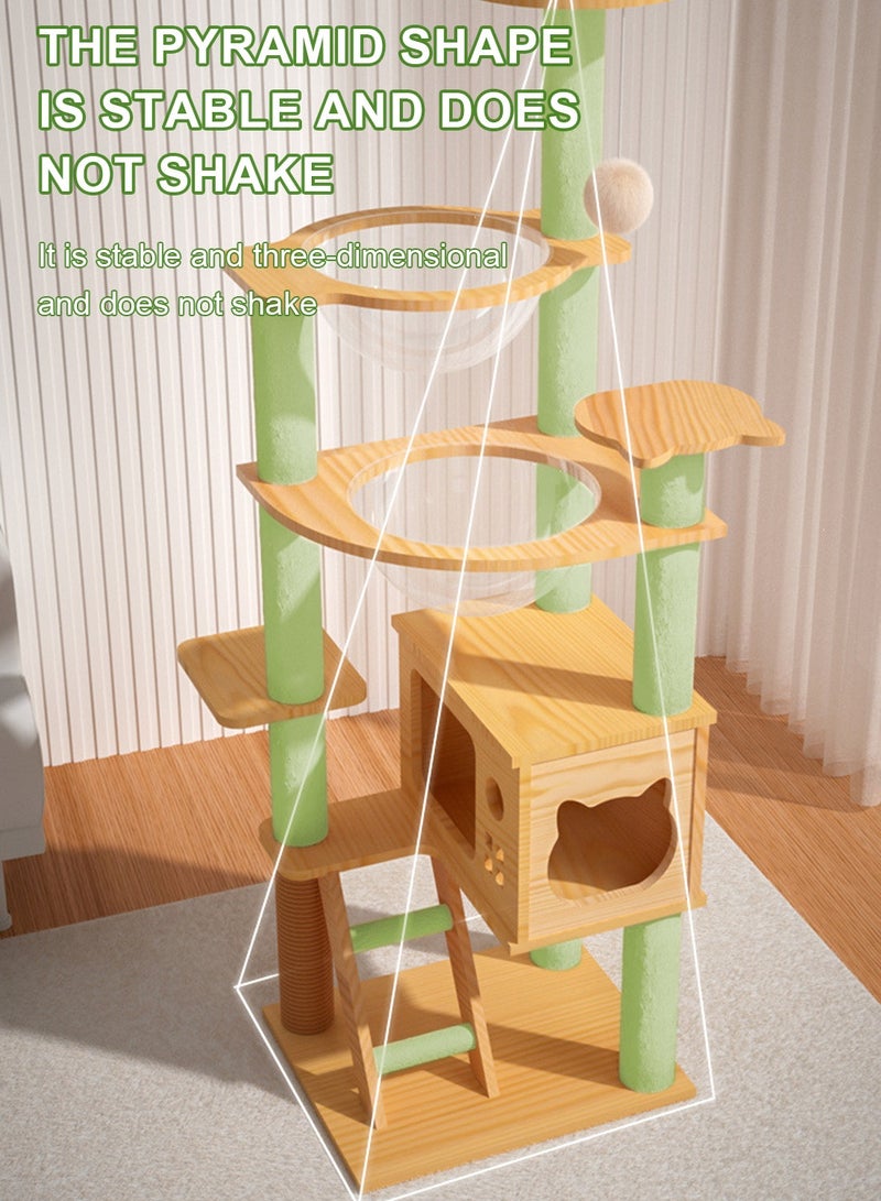 Kidle Cat Tree Cat Climbing Frame with Space Capsule Sisal Scratching Post Cat House Cat Toys 131*39.5*47.5cm - Image 3