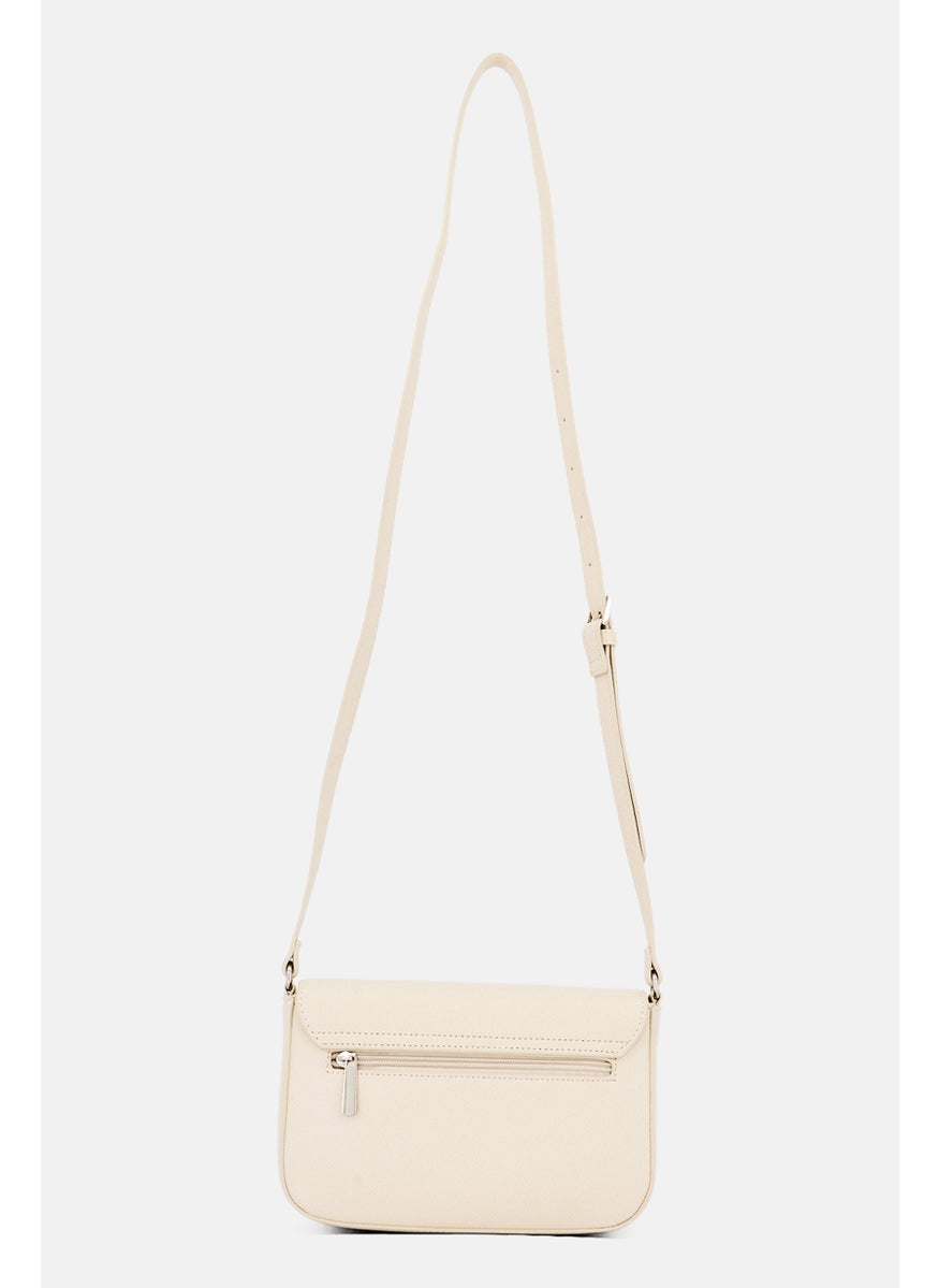 XOXO Women Brand Logo Leather Crossbody Bag, Cream  - Image 2