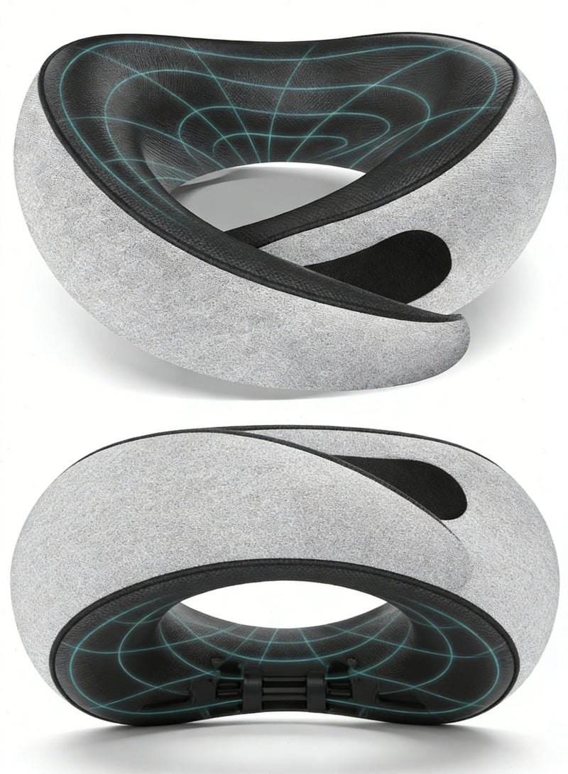 بوميفار وسادة رقبة للسفر من رغوة الذاكرة، دعم رقبة مريح ومريح للجسم مع قناع عين وسدادات أذن وحقيبة تخزين، وسادة خفيفة الوزن ومحمولة للطائرة والحافلة والسيارة والمكتب核心优化点： - Image 1