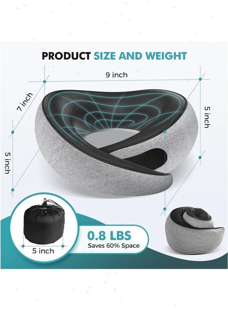 بوميفار وسادة رقبة للسفر من رغوة الذاكرة، دعم رقبة مريح ومريح للجسم مع قناع عين وسدادات أذن وحقيبة تخزين، وسادة خفيفة الوزن ومحمولة للطائرة والحافلة والسيارة والمكتب核心优化点： - Image 2